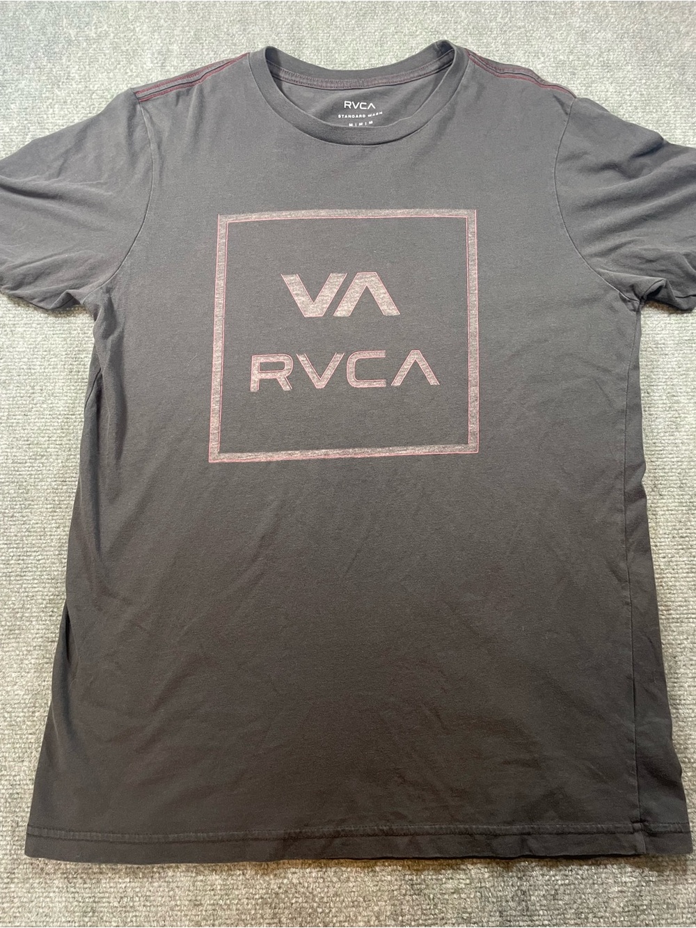 RVCA Dark Gray Tee with Faded Pink Logo